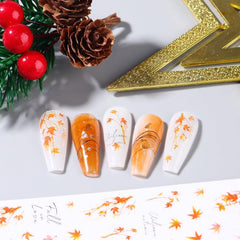 8pcs Maple Leaf Nail Art Stickers For Fall Self Adhesive