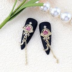 10pcs Moon Star Nail Charms with Rhinestones Golden Silvery DIY
