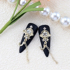 10pcs Moon Star Nail Charms with Rhinestones Golden Silvery DIY