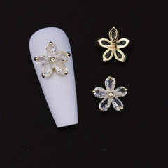 Zircon Flower Nail Charms 3D Flower Rhinestone Charms For Nails