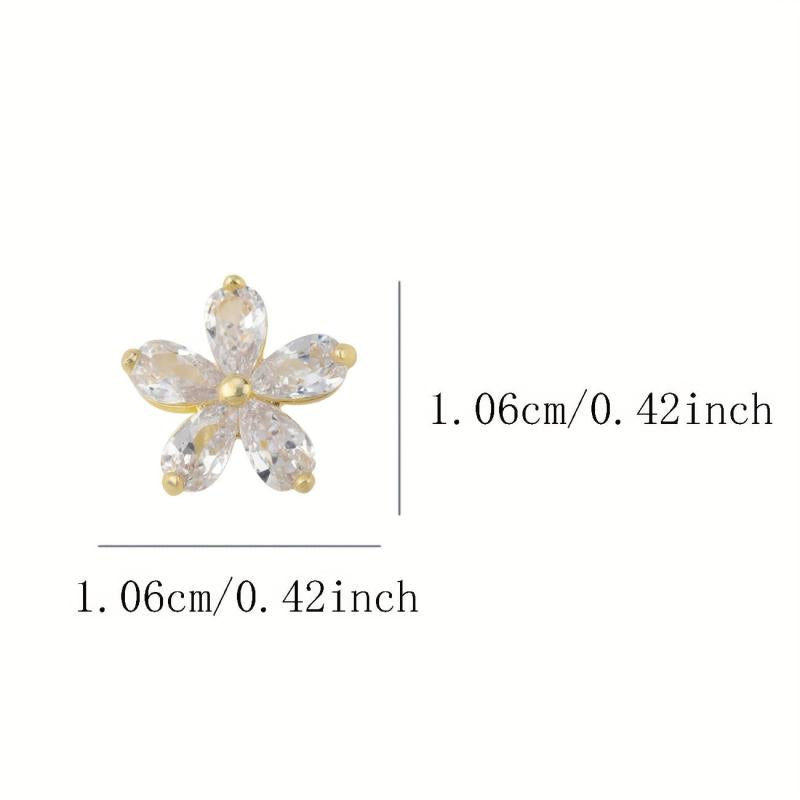 Zircon Flower Nail Charms 3D Flower Rhinestone Charms For Nails