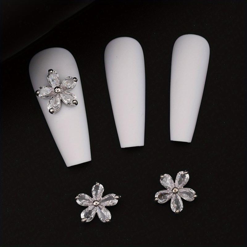 Zircon Flower Nail Charms 3D Flower Rhinestone Charms For Nails