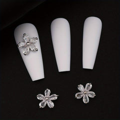 Zircon Flower Nail Charms 3D Flower Rhinestone Charms For Nails