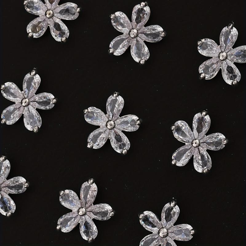 Zircon Flower Nail Charms 3D Flower Rhinestone Charms For Nails