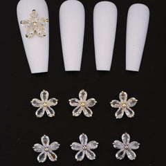 Zircon Flower Nail Charms 3D Flower Rhinestone Charms For Nails