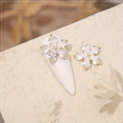 Zircon Flower Nail Charms 3D Flower Rhinestone Charms For Nails