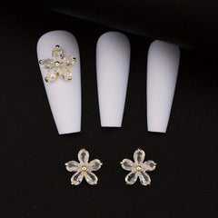Zircon Flower Nail Charms 3D Flower Rhinestone Charms For Nails