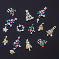 4pcs 3D Christmas Nail Art Charms with Zircons Pearls - DIY or Salon