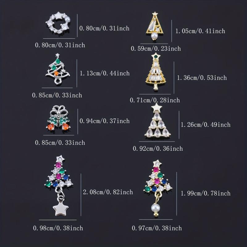 4pcs 3D Christmas Nail Art Charms with Zircons Pearls - DIY or Salon