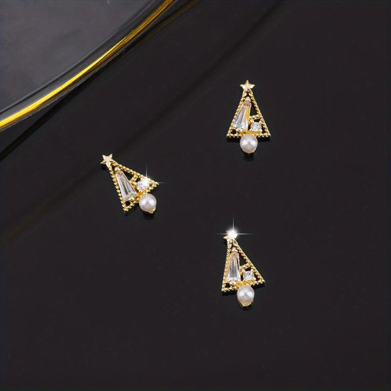 4pcs 3D Christmas Nail Art Charms with Zircons Pearls - DIY or Salon