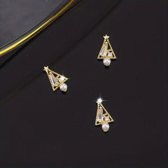 4pcs 3D Christmas Nail Art Charms with Zircons Pearls - DIY or Salon