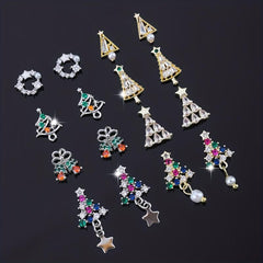 4pcs 3D Christmas Nail Art Charms with Zircons Pearls - DIY or Salon