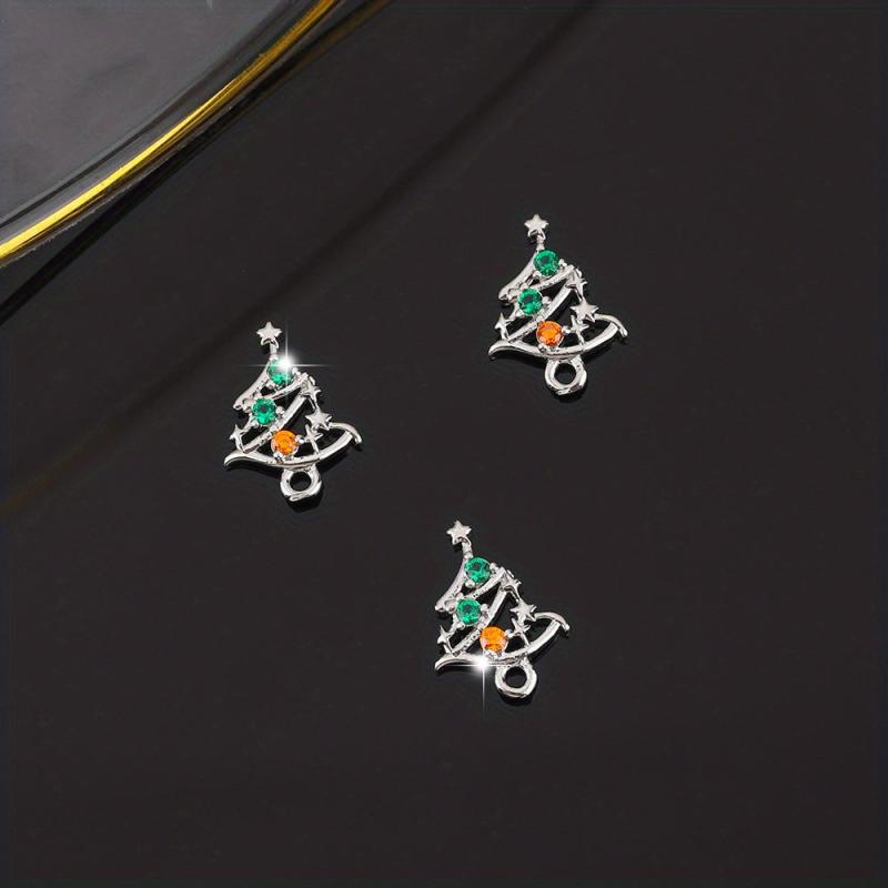 4pcs 3D Christmas Nail Art Charms with Zircons Pearls - DIY or Salon
