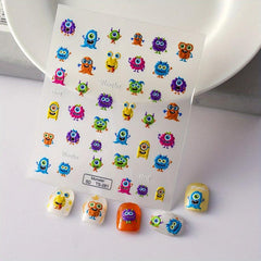 Waterproof Cartoon Nail Stickers Bacteria King Nail Art Stickers
