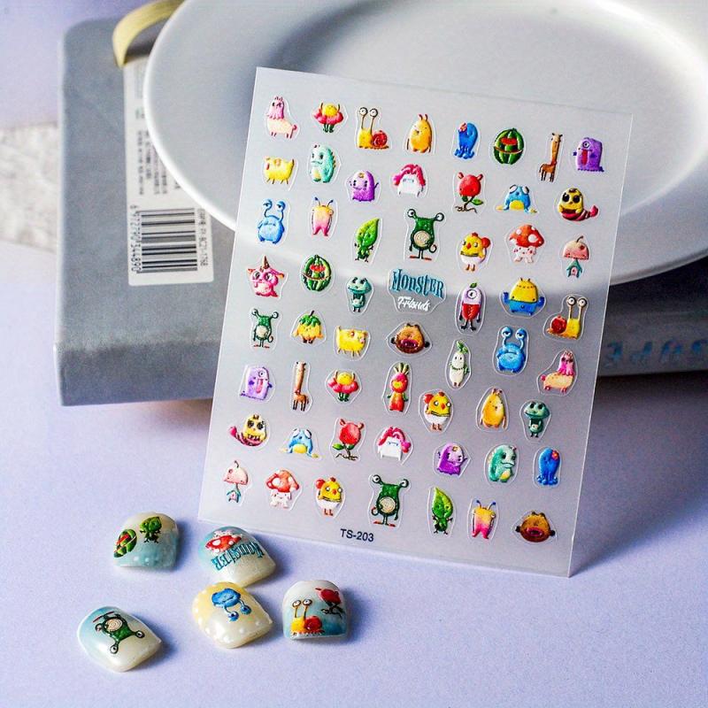 Waterproof Cartoon Nail Stickers Bacteria King Nail Art Stickers