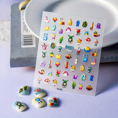 Waterproof Cartoon Nail Stickers Bacteria King Nail Art Stickers