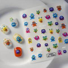 Waterproof Cartoon Nail Stickers Bacteria King Nail Art Stickers