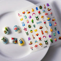 Waterproof Cartoon Nail Stickers Bacteria King Nail Art Stickers
