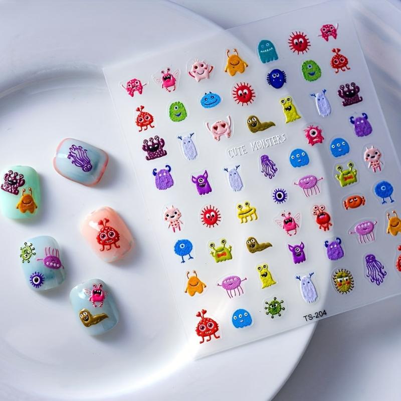 Waterproof Cartoon Nail Stickers Bacteria King Nail Art Stickers