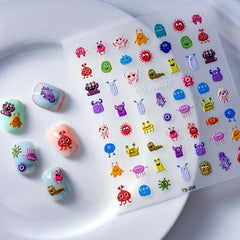 Waterproof Cartoon Nail Stickers Bacteria King Nail Art Stickers