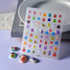 Waterproof Cartoon Nail Stickers Bacteria King Nail Art Stickers