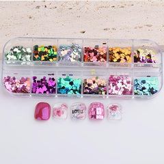 12 Colors Holographic Glitter Nail Art Sequins 3D Sparkly Acrylic Nails Supplies