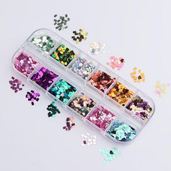 12 Colors Holographic Glitter Nail Art Sequins 3D Sparkly Acrylic Nails Supplies