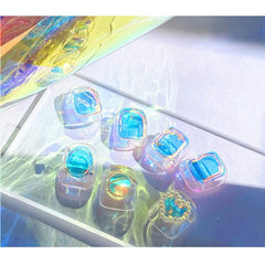 Golden Foil Nail Art Stickers Heart Square Rhinestones