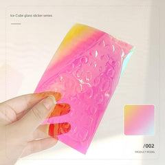 Golden Foil Nail Art Stickers Heart Square Rhinestones