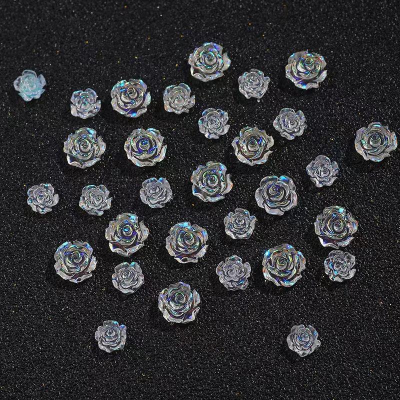 20 Pcs 3D Flowers For Nails Rose Nail Charms Resin Nail Accessory