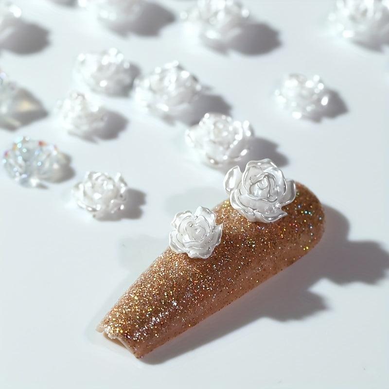 20 Pcs 3D Flowers For Nails Rose Nail Charms Resin Nail Accessory