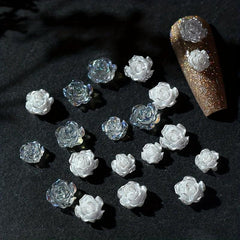 20 Pcs 3D Flowers For Nails Rose Nail Charms Resin Nail Accessory