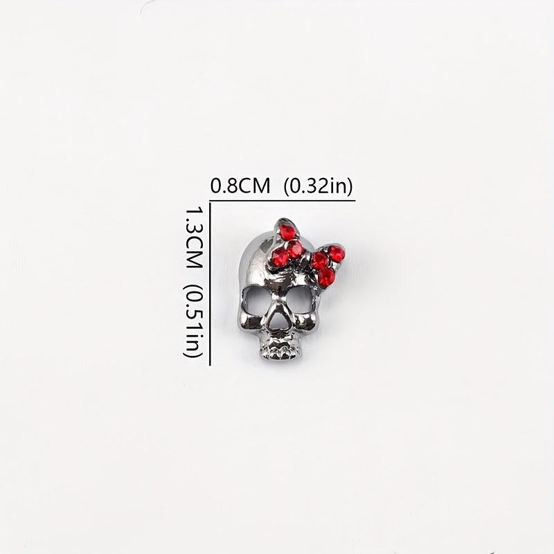 10pcs Halloween 3D Skull Nail Charms with Rhinestones Nail Art Accessory