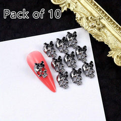 10pcs Halloween 3D Skull Nail Charms with Rhinestones Nail Art Accessory