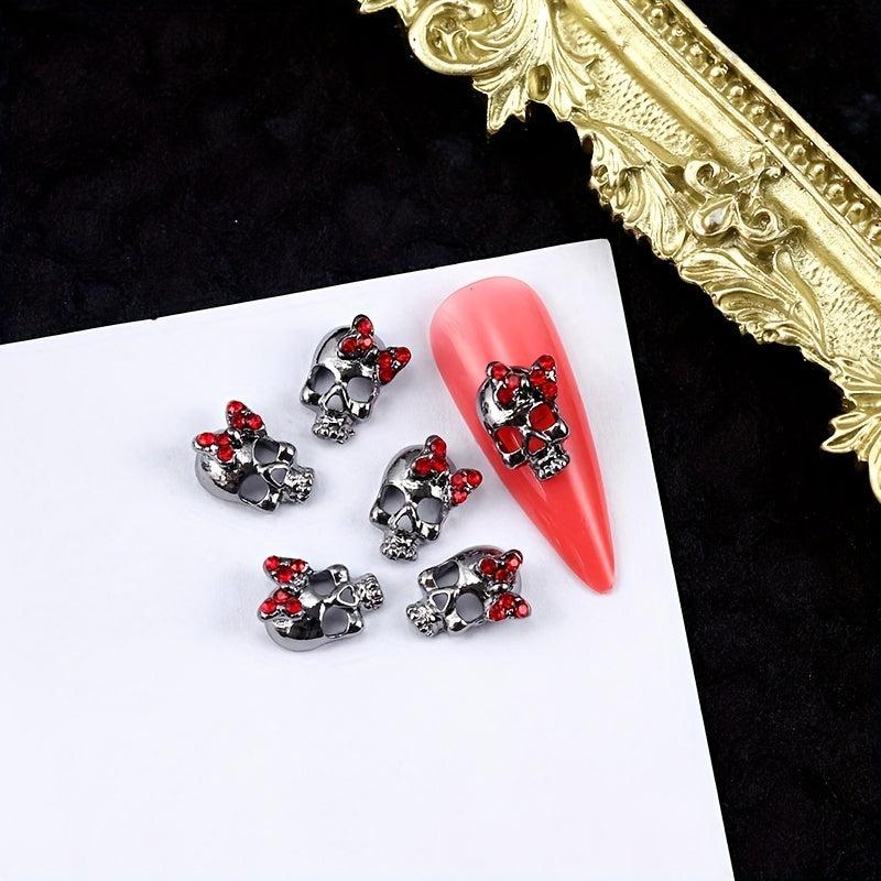 10pcs Halloween 3D Skull Nail Charms with Rhinestones Nail Art Accessory