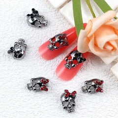 10pcs Halloween 3D Skull Nail Charms with Rhinestones Nail Art Accessory