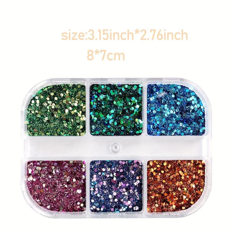 Holographic Nail Art Glitter Sequins Kit - Metallic Shining Flakes Decals