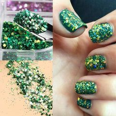 Holographic Nail Art Glitter Sequins Kit - Metallic Shining Flakes Decals