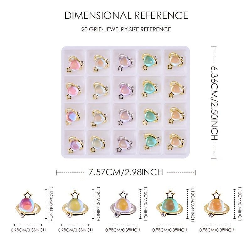 20 Pcs Alloy Planet Nail Art Charms with Rhinestones Nail Art Accessories