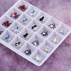 20pcs Halloween Spider Nail Art Charms With Rhinestones 3D Colorful Spider