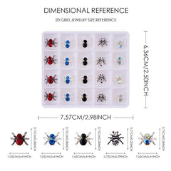 20pcs Halloween Spider Nail Art Charms With Rhinestones 3D Colorful Spider
