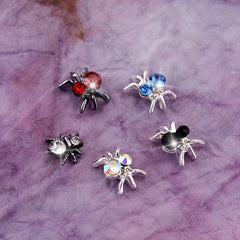 20pcs Halloween Spider Nail Art Charms With Rhinestones 3D Colorful Spider