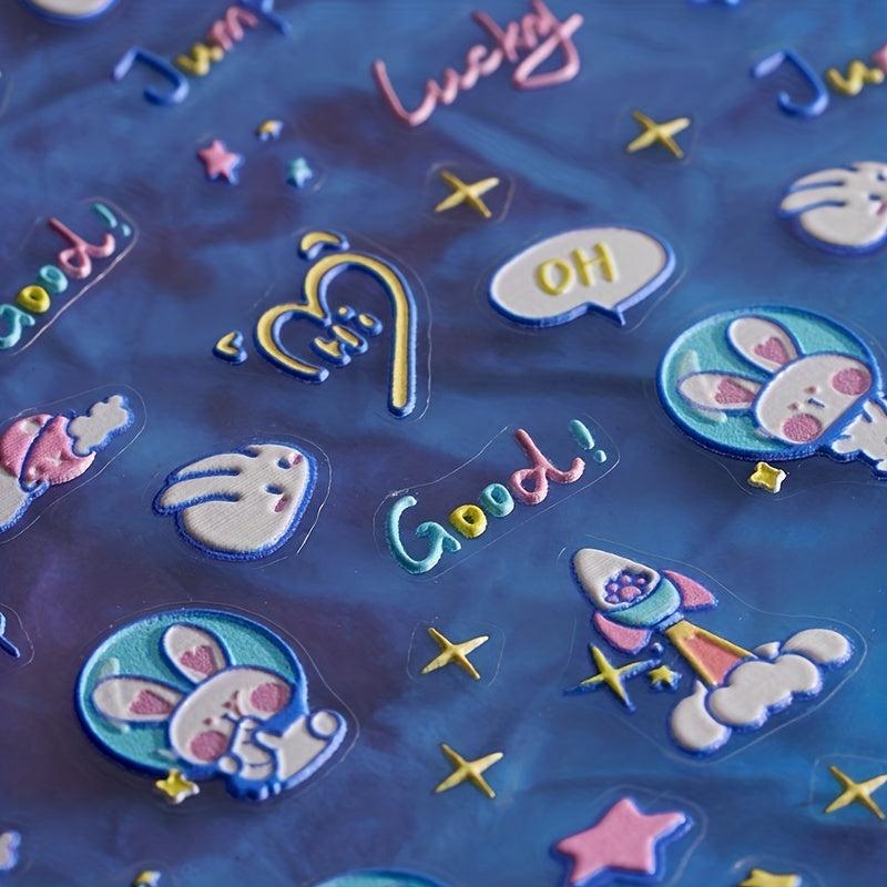 5D Bunny Nail Stickers for Women - Nail Art Decals for Manicure