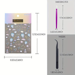 5D Bunny Nail Stickers for Women - Nail Art Decals for Manicure