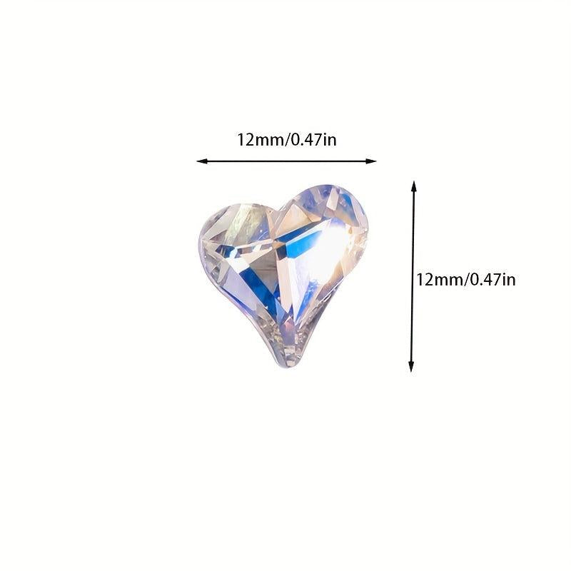 3D Heart Nail Charms Crystal Rhinestones Diamond Gems 10 Pcs