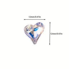 3D Heart Nail Charms Crystal Rhinestones Diamond Gems 10 Pcs