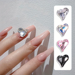 3D Heart Nail Charms Crystal Rhinestones Diamond Gems 10 Pcs