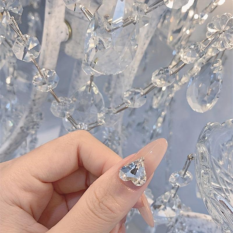 3D Heart Nail Charms Crystal Rhinestones Diamond Gems 10 Pcs