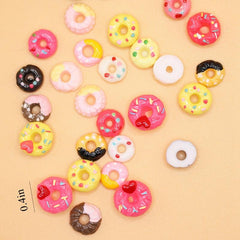 30 PCS Nail Art Mixed Resin Decoration Donuts Cartoon Shapes Randomly Mixed