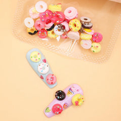 30 PCS Nail Art Mixed Resin Decoration Donuts Cartoon Shapes Randomly Mixed